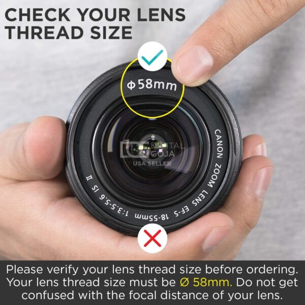 Hanumex® 58MM Reversible Flower Lens Hood for Canon EOS 700D 650D 600D 550D 500D 450D 400D 350D 300D 1100D 100D 60D 1150D 1200D 1300D 18-55MM Lens 55-250MM Lens Lens Hood 58 mm Black - Image 8