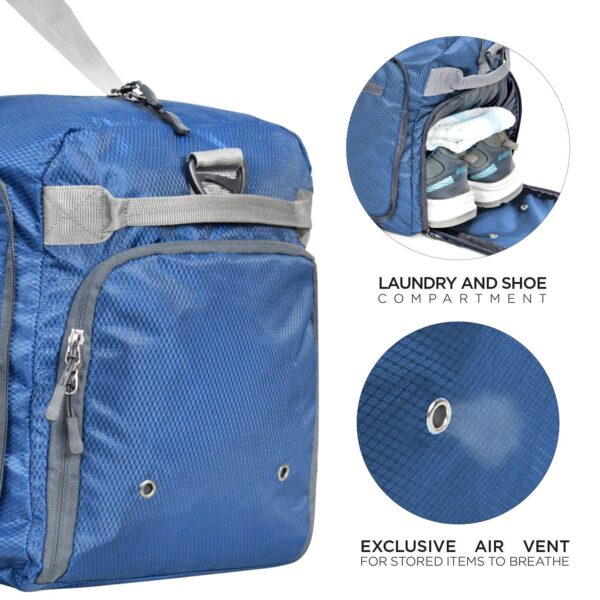 FATMUG Polyester Foldable Carry On Luggage Duffel Luggage Bag For Travel, Packing And Storage - Men And Women's - 45 L, Navy Blue, 12Cm - Image 7