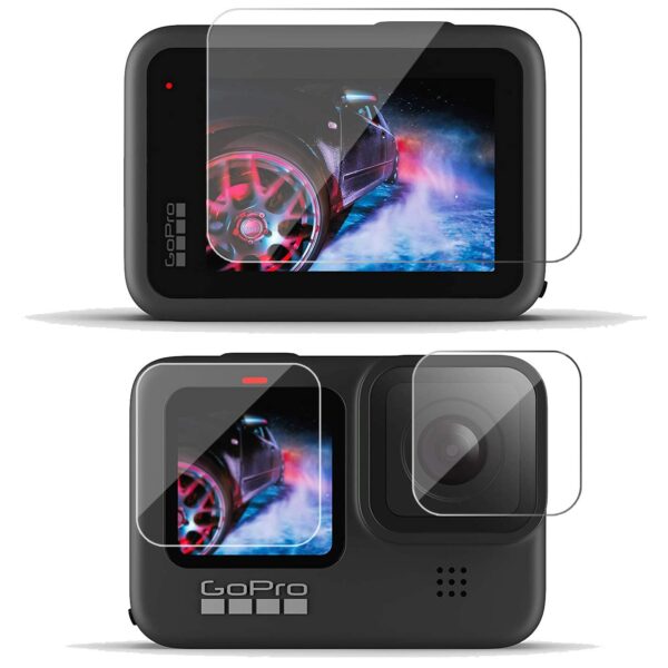 POPIO Tempered Glass Screen Protector Compatible for GoPro Hero 9/10 / 11/12 Action Camera (Transparent) Edge To Edge Full Screen Coverage With Installation Kit, Complete Set Of 3 Glass - Image 2