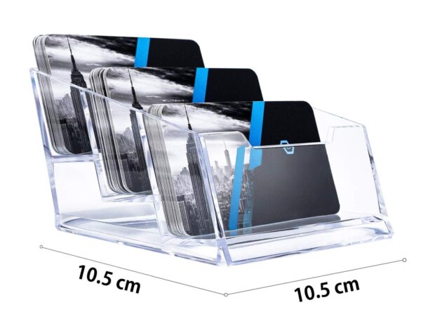 DAHSHA 3 - Tier Premium Acrylic Transparent Crystal-Clear Visiting Business Card Holder/Display Stand Desk Organizer For Office Table - Image 3