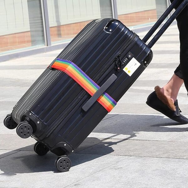 Inditradition Adjustable Nylon Luggage Strap Belt with Combination Number Lock, TSA Approved Suitcase Belt, 2 Meter (Rainbow Multicolor) - Pack of 1 - Image 7