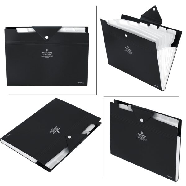 NISUN 8 Pockets File Folder, A4/Letter Size Accordion File Organizer, Expandable Document Holder, Portable Folders for Classroom,Home,Office - Black (32 * 23cm) - Image 6