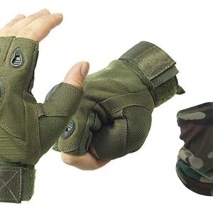 Leosportz Riding Gloves for Men Bike Riders – Special Tactical Gloves with Rubber Knuckle Punch|Non-Slip Half Finger with Firm Padding Motorcycle Gloves (Motorcycle Racing, Green)