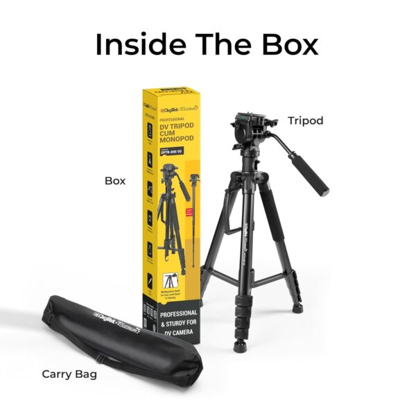 DIGITEK® (DPTR 895VD) 195 CM Tripod Cum Monopod with Aluminum Alloy & Multipurpose Head, 3-Way Head, Lightweight 590MM Folded with Carry Bag, Max Load 5Kg, Ideal for DSLR, DV Camera's - Image 3
