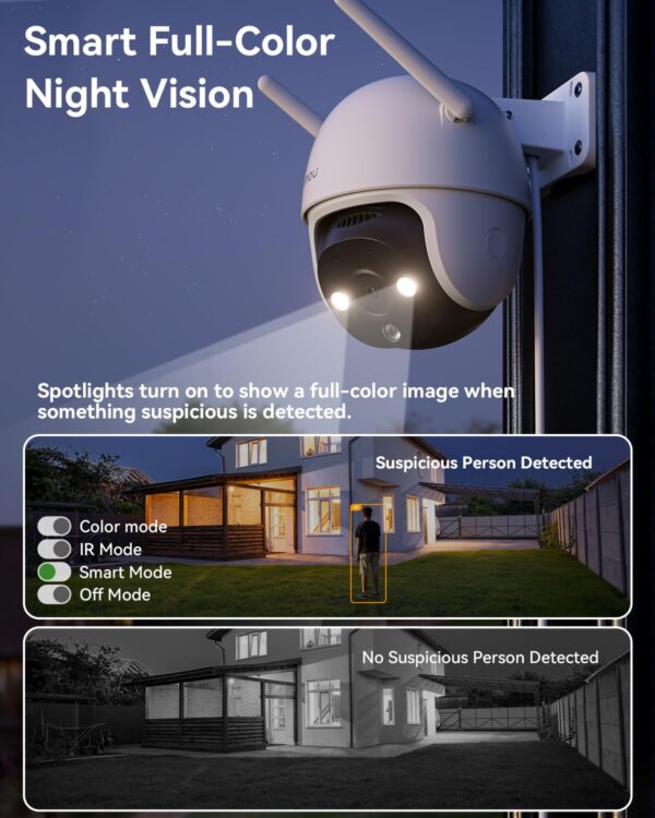Imou 3MP CCTV Camera for Home Outdoor, 360° Security WiFi Camera, Full Color Night Vision 30M, Human Detection, 2-Way Talk, Siren Alarm, Compatible with Alexa, Supports 512GB SD Card, IP66, DK7 - Image 4