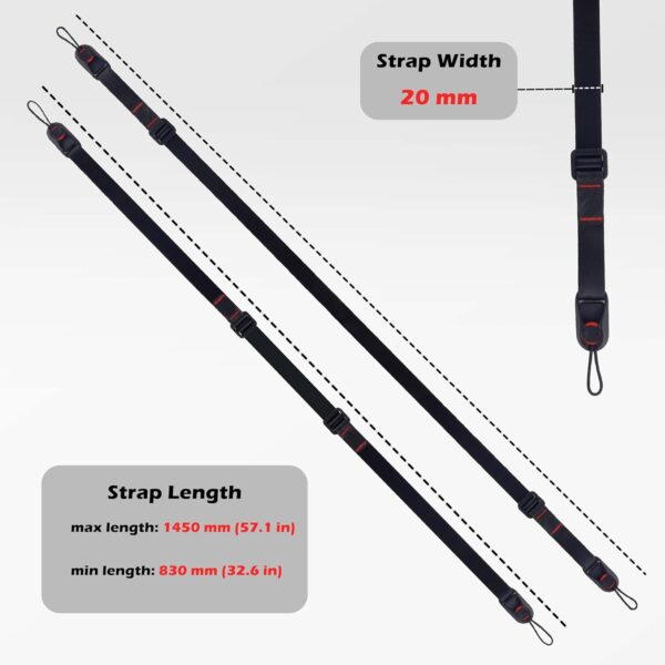BLACKPIXEL Glide mini black strap with wristlink for cameras and drones|3in1 style (neck,sling,shoulder)|Adjustable (1450-830mm) - Image 8