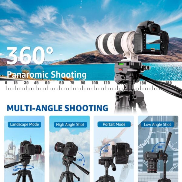 SKYCELL Tripod Stand for Mobile Phone and DSLR Camera for Best Video Recording Shoot 360 Rotaion 61 Inch (5 Feet) Suitable for iPhone - Image 6
