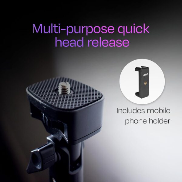 Kreo 1.6m Stayble Tripod Stand with Mobile Phone Holder for Mobile Phone Stand for Ring Lights and Camera Light Stand Tripod for Phone Mobile Stand for Video Recording Camera Stand for Video Shooting - Image 3