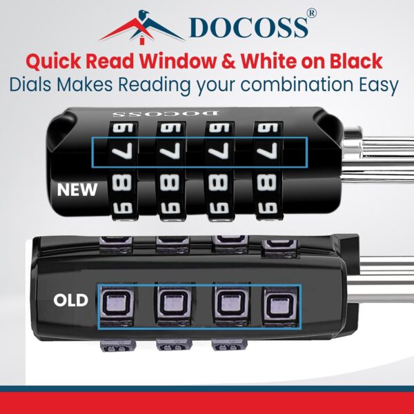 DOCOSS Metal 4-Digit Password Number Luggage Travel Bag Locks, Pack of 2 (Black), Combination Lock - Image 3
