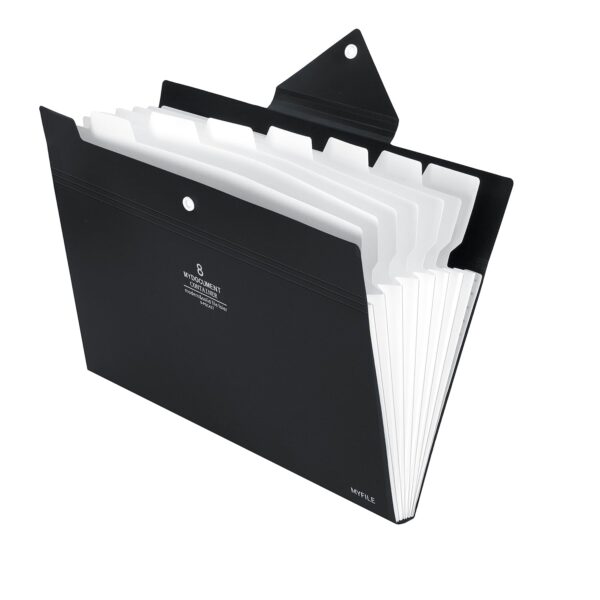 NISUN 8 Pockets File Folder, A4/Letter Size Accordion File Organizer, Expandable Document Holder, Portable Folders for Classroom,Home,Office - Black (32 * 23cm) - Image 2
