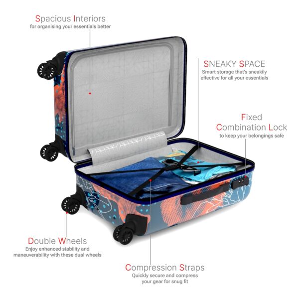 Safari Plastic Serene Hardside Suitcase, Lightweight And Scratch Resistant, Fixed Combination Lock, 360 Degree Dual Wheels, Telescopic Handle, Check-In Luggage Trolley Bag, Large, 75Cm - Image 4