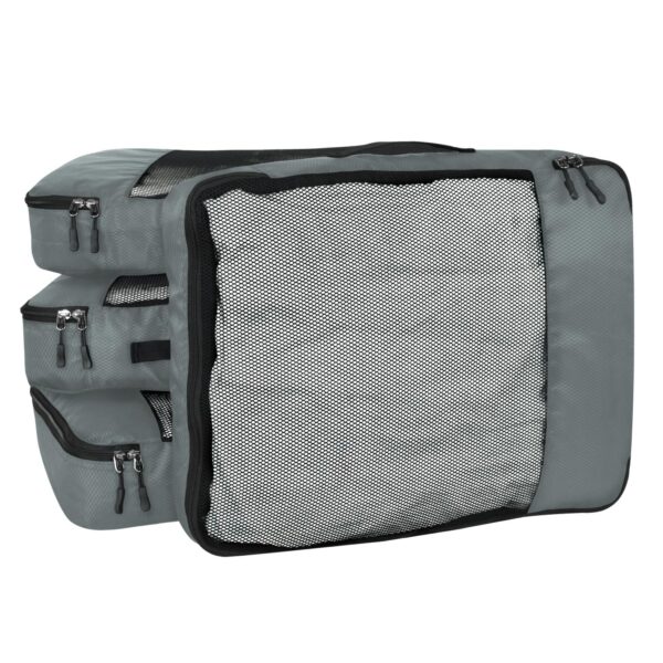 FATMUG Polyester Packing Cubes Travel Pouch Bag Suitcase Luggage Organiser Set Of 4 - Large Size - Grey - Image 2