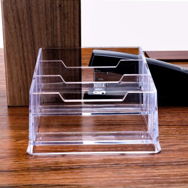 DAHSHA 3 - Tier Premium Acrylic Transparent Crystal-Clear Visiting Business Card Holder/Display Stand Desk Organizer For Office Table - Image 6