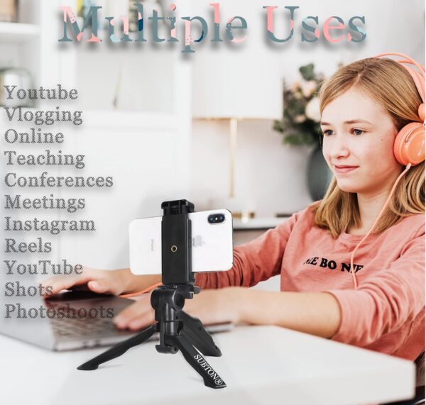 SUBTON Photography Mobile Holder Mini Tripod Camera Stand with Horizontal & Vertical Rotation | for Vlogging, Video Shooting, YouTube etc Compatible with All Mobile Phones, Action GoPro Cameras DSLR - Image 9
