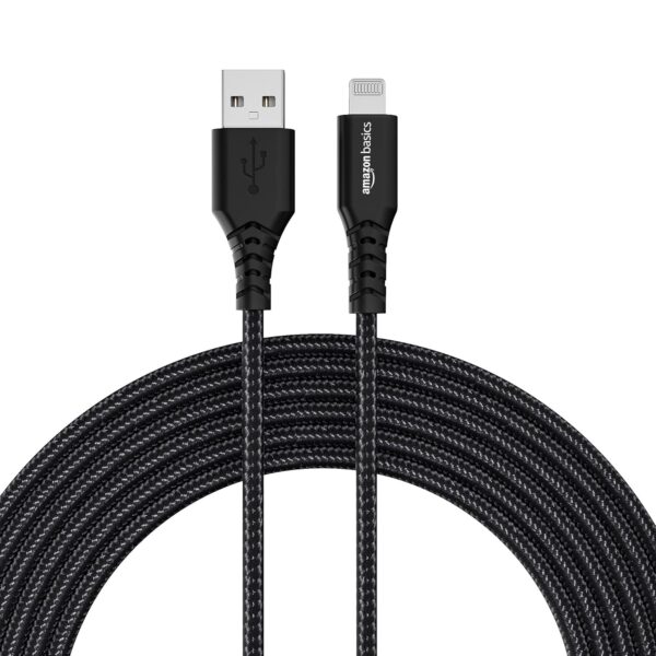 amazon basics Usb A To Lightning Pvc Molded Nylon Mfi Certified Charging Cable For Tablet,Personal Computer,Smartphone (Black,1.8 Mtr) - Image 2