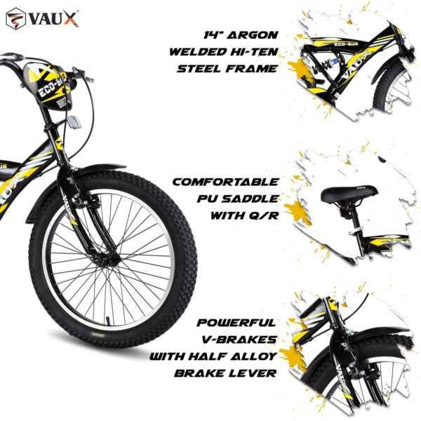 Vaux Eco-Sus 20" Black Kids Sports Bicycle. Ideal for Cyclist with Height (3'11" - 4'3"). Simple and Easy to Assemble. - Image 3
