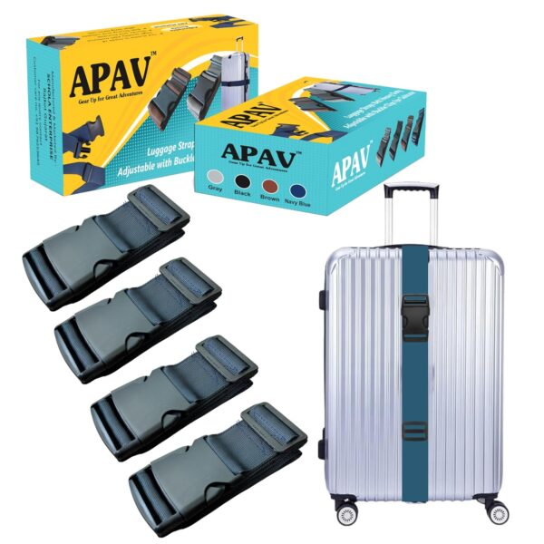 APAV Luggage Straps Belt Heavy Duty Adjustable with Buckle Clips for Suitcase | Trolleys and All Kind of Luggages | for Traveling Business/Leisure Trip (Pack of 4 (NB)) - Image 2