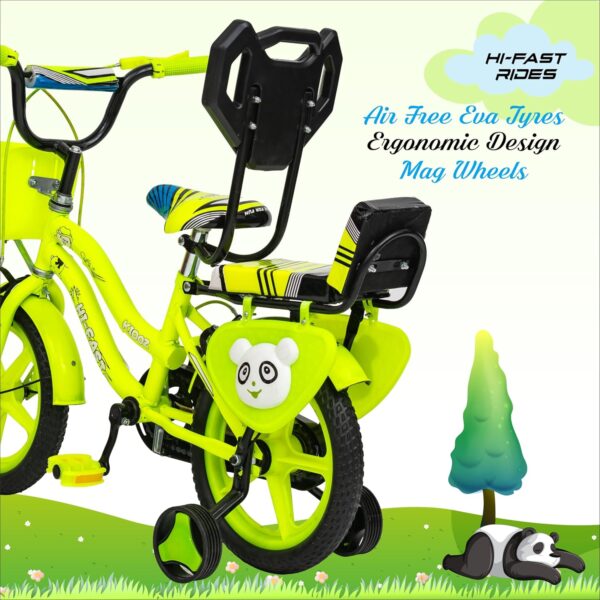 HI-FAST 14 inch Kids Cycle for Boys & Girls 2 to 5 Years with Back Seat & Training Wheels (95% Assembled), (NGreen), Rigid - Image 7