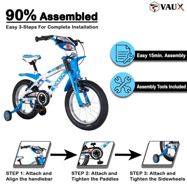 Vaux 2Cati Sports Kids Cycle for Boys, Sporty Bicycle for Kids with Steel Frame, Alloy Rims, 16x2.40 Tubular Tyres (Blue, 16T) - Image 5