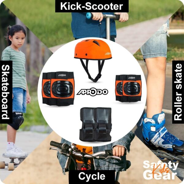 APRODO Kids Protective Set Guard for Skating, Cycling & Skateboarding, (Suitable for Age Group 5 to 12 Years Old) (Neon Orange) - Image 6