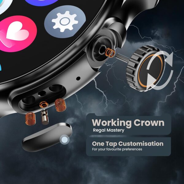Boult Newly Launched Crown R Pro Smart Watch 1.43''HD AMOLED, Bluetooth Calling, Working Crown, Zinc Alloy Frame, 600 Nits Brightness, AI Voice Assistant, SpO2 Monitoring, 120+ Sports Mode (Jet Black) - Image 5