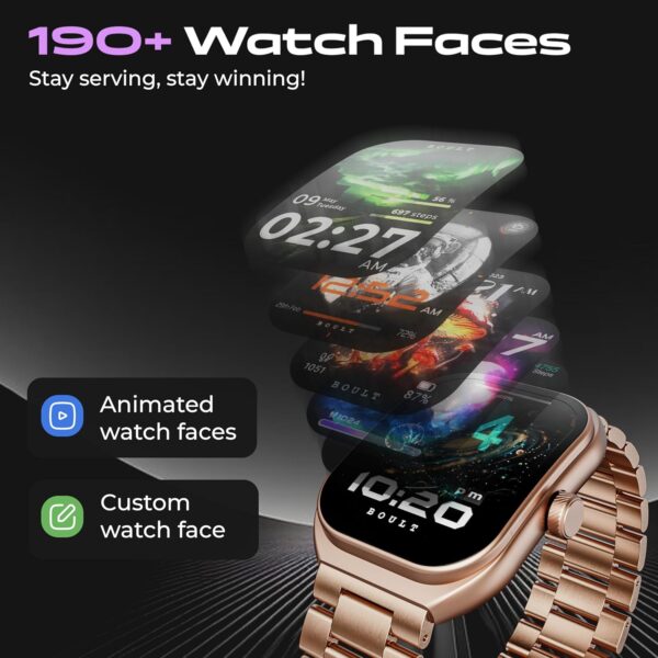 Boult Trail Smartwatch 2.01" 3D Curved HD Display, BT Calling 5.3, 600 Nits Brightness, IP68, 190+ Watchfaces, 120+ Sports Modes, AI Voice Assistant, SpO2 Monitoring (Rose Gold) - Image 3
