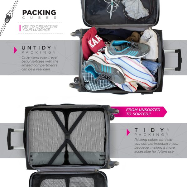 FATMUG Polyester Packing Cubes Travel Pouch Bag Suitcase Luggage Organiser Set Of 4 - Large Size - Grey - Image 7