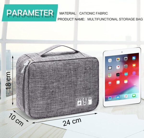 Seagull flight of fashion Nylon 2 Layer Gadget Organizer Case,Electronic Accessories Bag,Tech Organizer Pouch For Hard Disk,Pen Drive For Home&Travel-24 X 18 X 10 Cm-Grey-Model 1 - Image 3