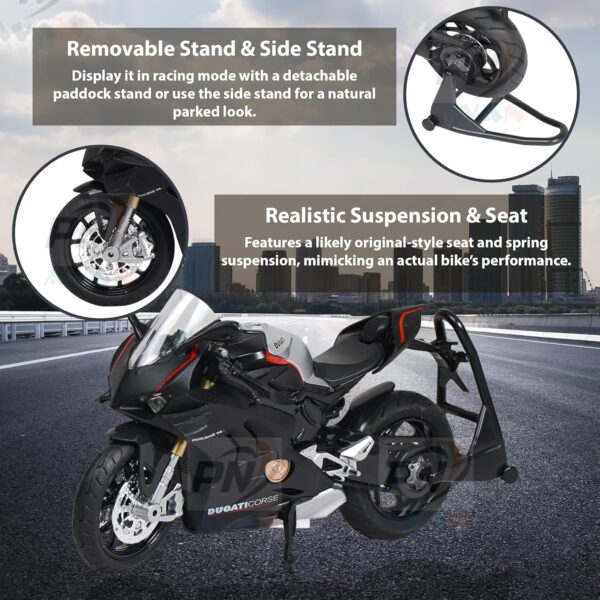 PN AVAN Die Cast Motorcycle Display Model for Duoati Corse, Realistic Motorcycle Model, 1:12 Scale Kids Moto Toy or Collection (Duoati Corse) - Image 3
