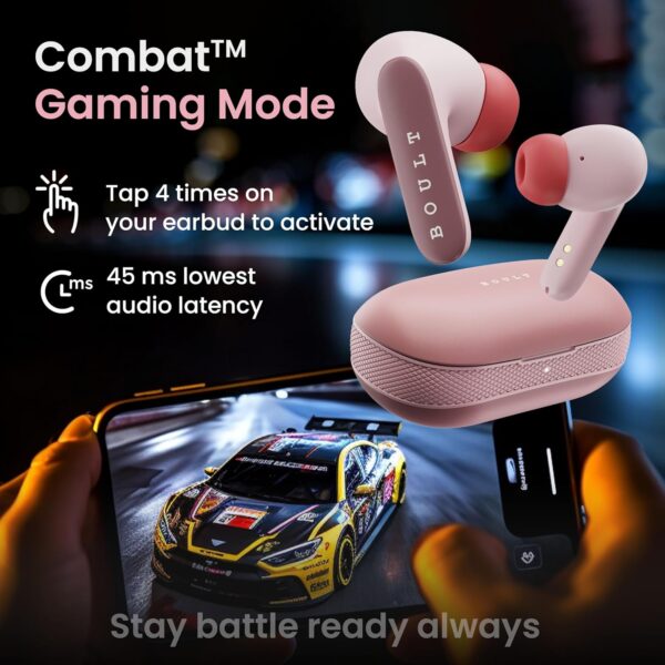 Boult Audio Z20 Pro Truly Wireless Bluetooth Ear buds with 60 Hours Playtime, 4 Mics Clear Calling, 45ms Low Latency, Rich Bass Drivers, ouch Controls, IPX5,TWS earbuds bluetooth wireless (Candy Cane) - Image 6