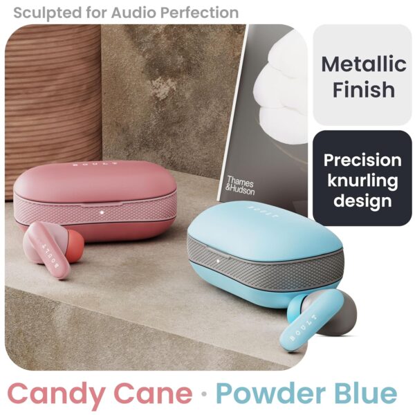 Boult Audio Z20 Pro Truly Wireless Bluetooth Ear buds with 60 Hours Playtime, 4 Mics Clear Calling, 45ms Low Latency, Rich Bass Drivers, ouch Controls, IPX5,TWS earbuds bluetooth wireless (Candy Cane) - Image 9