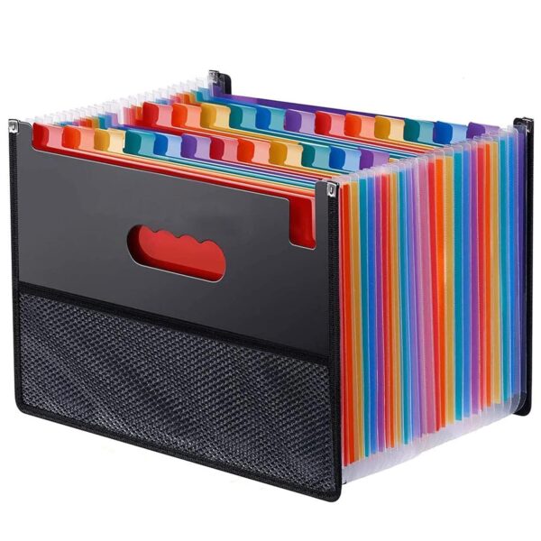 NISUN 24 Pockets Expanding File Folders, Accordion File A4 Letter Size, Alphabetical Expandable Accordion Document Holder Bill Receipt Organizer (23 * 33Cm), Black - Image 2