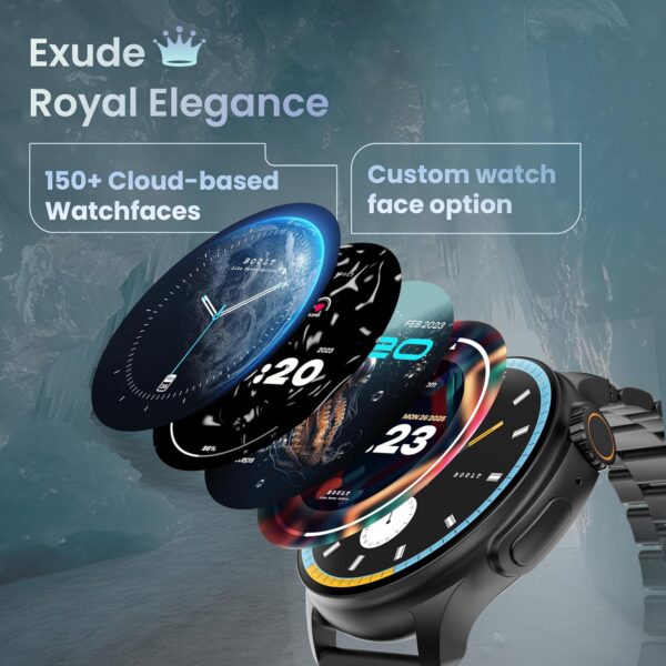 Boult Newly Launched Crown R Pro Smart Watch 1.43''HD AMOLED, Bluetooth Calling, Working Crown, Zinc Alloy Frame, 600 Nits Brightness, AI Voice Assistant, SpO2 Monitoring, 120+ Sports Mode (Jet Black) - Image 4