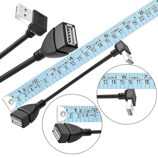 Storite 15CM USB 2.0 Extension Cable USB Male to Female Converter Adapter Extender Cord Up Angle - Black - Image 3