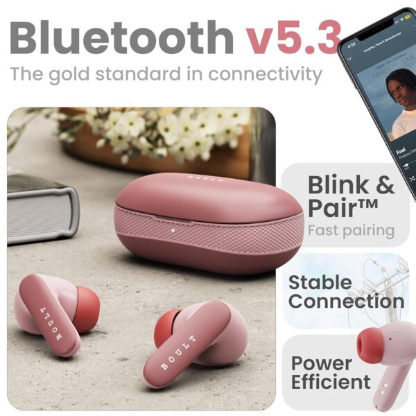 Boult Audio Z20 Pro Truly Wireless Bluetooth Ear buds with 60 Hours Playtime, 4 Mics Clear Calling, 45ms Low Latency, Rich Bass Drivers, ouch Controls, IPX5,TWS earbuds bluetooth wireless (Candy Cane) - Image 11