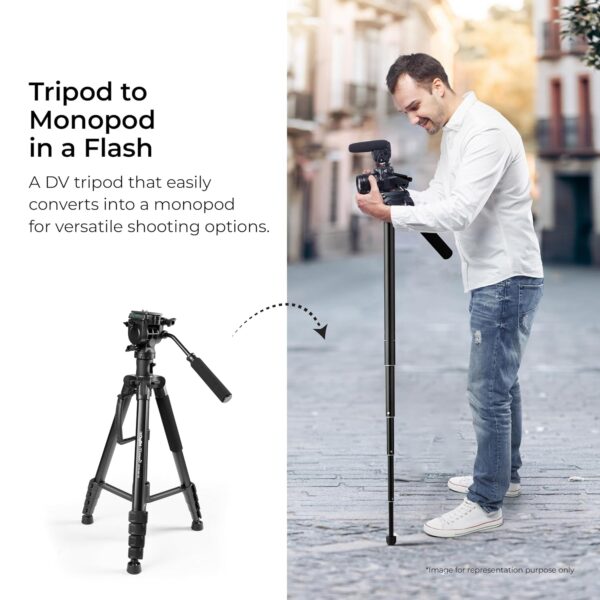 DIGITEK® (DPTR 895VD) 195 CM Tripod Cum Monopod with Aluminum Alloy & Multipurpose Head, 3-Way Head, Lightweight 590MM Folded with Carry Bag, Max Load 5Kg, Ideal for DSLR, DV Camera's - Image 5
