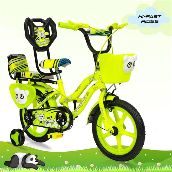 HI-FAST 14 inch Kids Cycle for Boys & Girls 2 to 5 Years with Back Seat & Training Wheels (95% Assembled), (NGreen), Rigid - Image 2