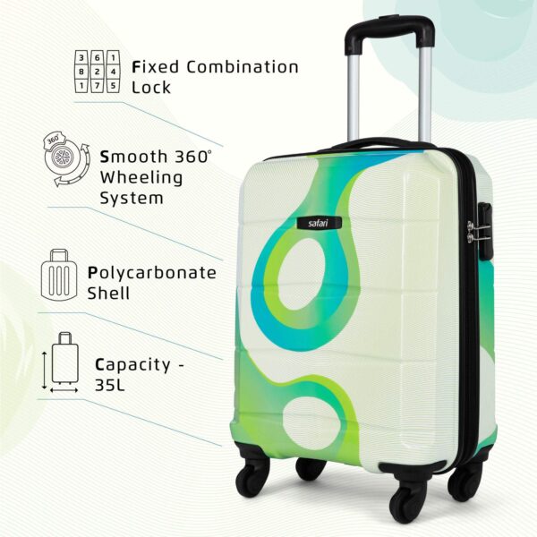 Safari Tiffany 55 Cms Small Cabin Trolley Bag Hard Case Polycarbonate 4 Wheels 360 Degree Wheeling System Luggage, Trolley Bags for Travel, Suitcase for Travel, Multicolour - Image 3