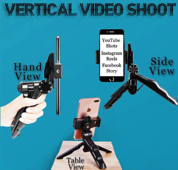 SUBTON Photography Mobile Holder Mini Tripod Camera Stand with Horizontal & Vertical Rotation | for Vlogging, Video Shooting, YouTube etc Compatible with All Mobile Phones, Action GoPro Cameras DSLR - Image 6