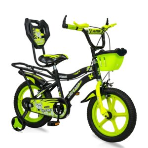 HI-FAST Kidoz Fun and Easy-Ride 14 Inch Cycles for Kids Ages 2-5 Years with Training Wheels and 95% Assembled, Rigid, Green