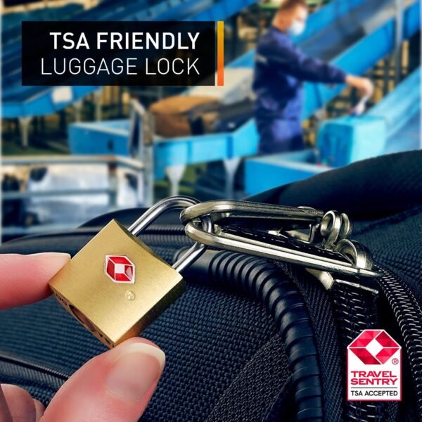 EzLife - TSA Approved Brass Mini Padlock, Brass Luggage Locks, Brass Lock with Key for Gym Locker, Backpack (Multicolor) (Pack of 4) - Image 8