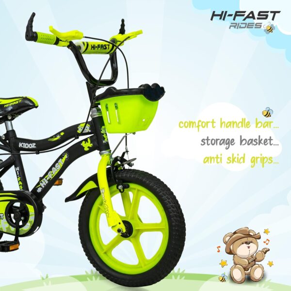 HI-FAST Kidoz Fun and Easy-Ride 14 Inch Cycles for Kids Ages 2-5 Years with Training Wheels and 95% Assembled, Rigid, Green - Image 5