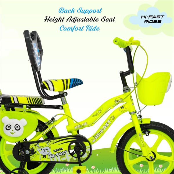 HI-FAST 14 inch Kids Cycle for Boys & Girls 2 to 5 Years with Back Seat & Training Wheels (95% Assembled), (NGreen), Rigid - Image 5