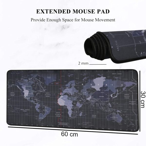 Seagull flight of fashion Large Extended Mouse Pad XXL with Non-Slip Rubber Base, Stitched Edge Mouse Mat for Laptop, Computer & Desk - 60 x 30 x 0.2 cm - World Map - Image 3