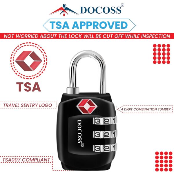 DOCOSS-Set of 2-331-Metal TSA Locks for luggage/Number Lock for Bag Luggage TSA Lock Number Password Travel Locks (Multi-Color) - Image 3