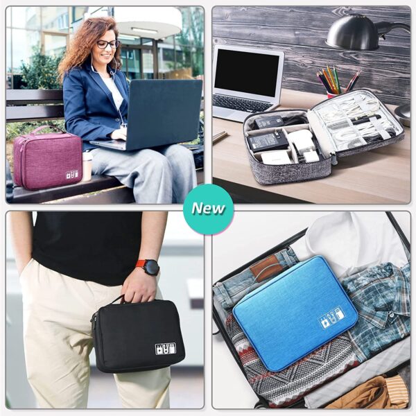 Seagull flight of fashion Nylon 2 Layer Gadget Organizer Case,Electronic Accessories Bag,Tech Organizer Pouch For Hard Disk,Pen Drive For Home&Travel-24 X 18 X 10 Cm-Grey-Model 1 - Image 7