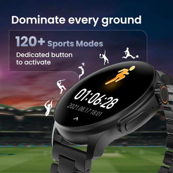 Boult Newly Launched Crown R Pro Smart Watch 1.43''HD AMOLED, Bluetooth Calling, Working Crown, Zinc Alloy Frame, 600 Nits Brightness, AI Voice Assistant, SpO2 Monitoring, 120+ Sports Mode (Jet Black) - Image 8