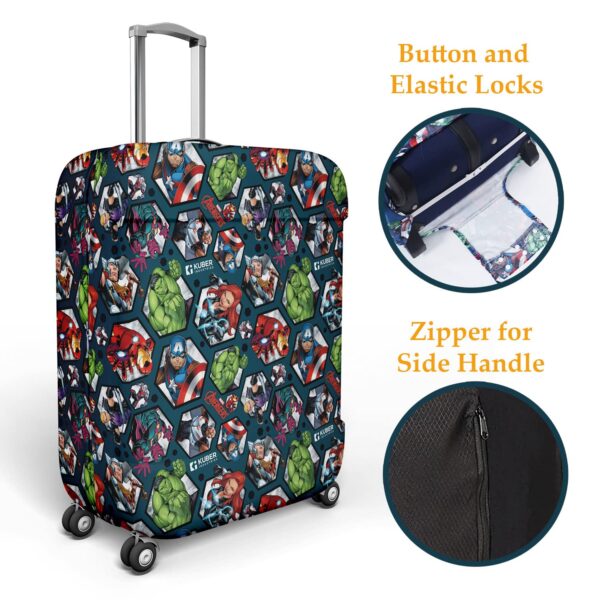 Kuber Industries Marvel Avengers Luggage Cover|Polyester Travel Suitcase Cover|Washable|Stretchable Suitcase Protector|22-26 Inch|Medium (Blue) - Image 3