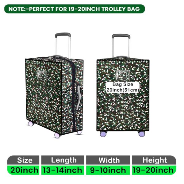 Storite 20 Inch Zippered Nylon Military Print Trolley Cover/Suitcase Cover/Waterproof Dustproof Luggage Cover with Transparent ID Pocket for Wheeled Luggage Bags (48 X 23 X 36Cm) - Image 3