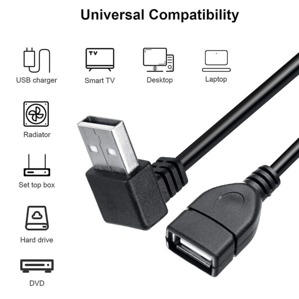 Storite 15CM USB 2.0 Extension Cable USB Male to Female Converter Adapter Extender Cord Up Angle - Black - Image 6
